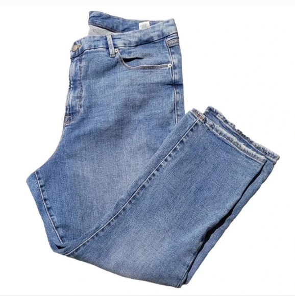 Good American Good Leg high rise indigo205 distressed pockets straight jeans - Picture 2 of 13